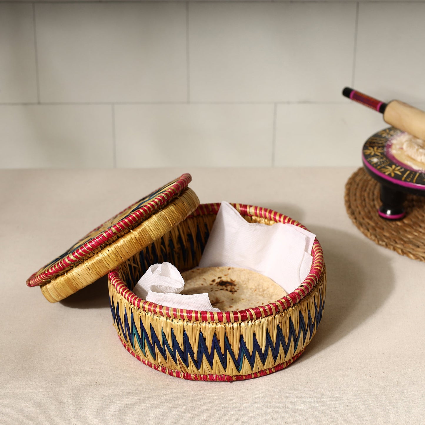  Handmade Sikki Grass Roti Box 