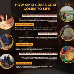 Beige - handmade sikki grass roti box - handcrafted