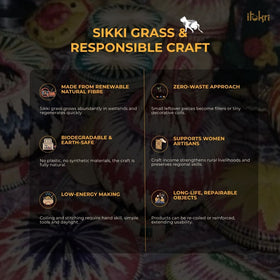 Beige - handmade sikki grass roti box - handcrafted
