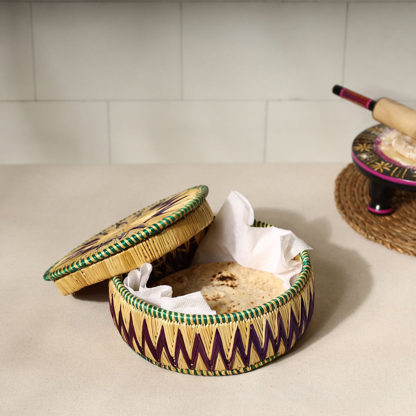  Handmade Sikki Grass Roti Box 