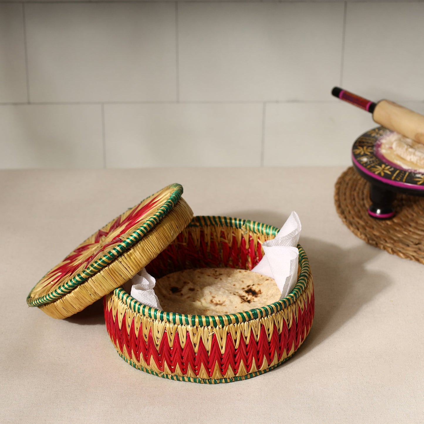  Handmade Sikki Grass Roti Box 