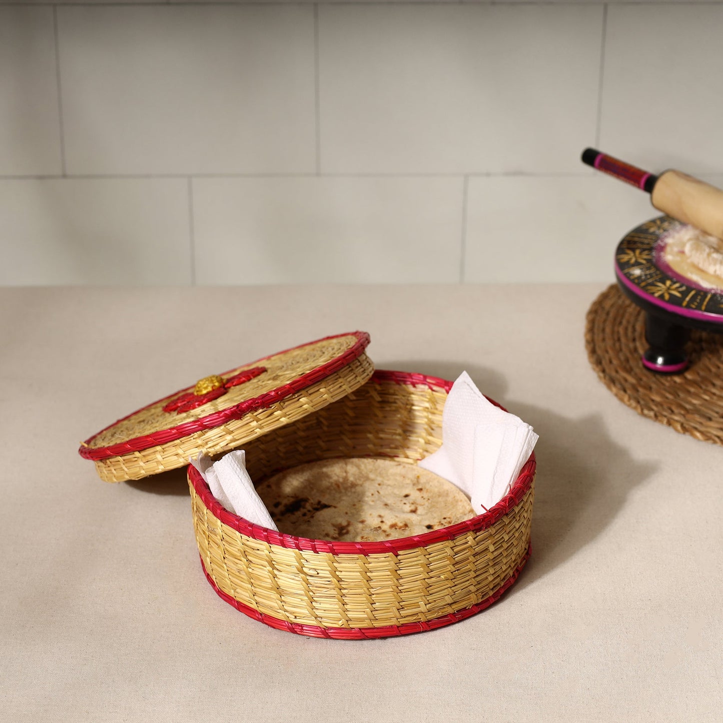  Handmade Sikki Grass Roti Box 