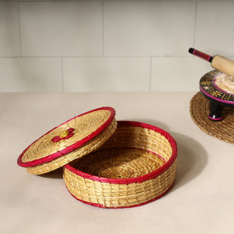 Eco-Friendly Handmade Sikki Grass Roti Box for Fresh Rotis