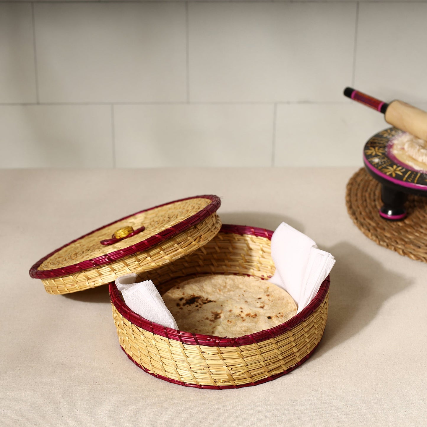  Handmade Sikki Grass Roti Box 