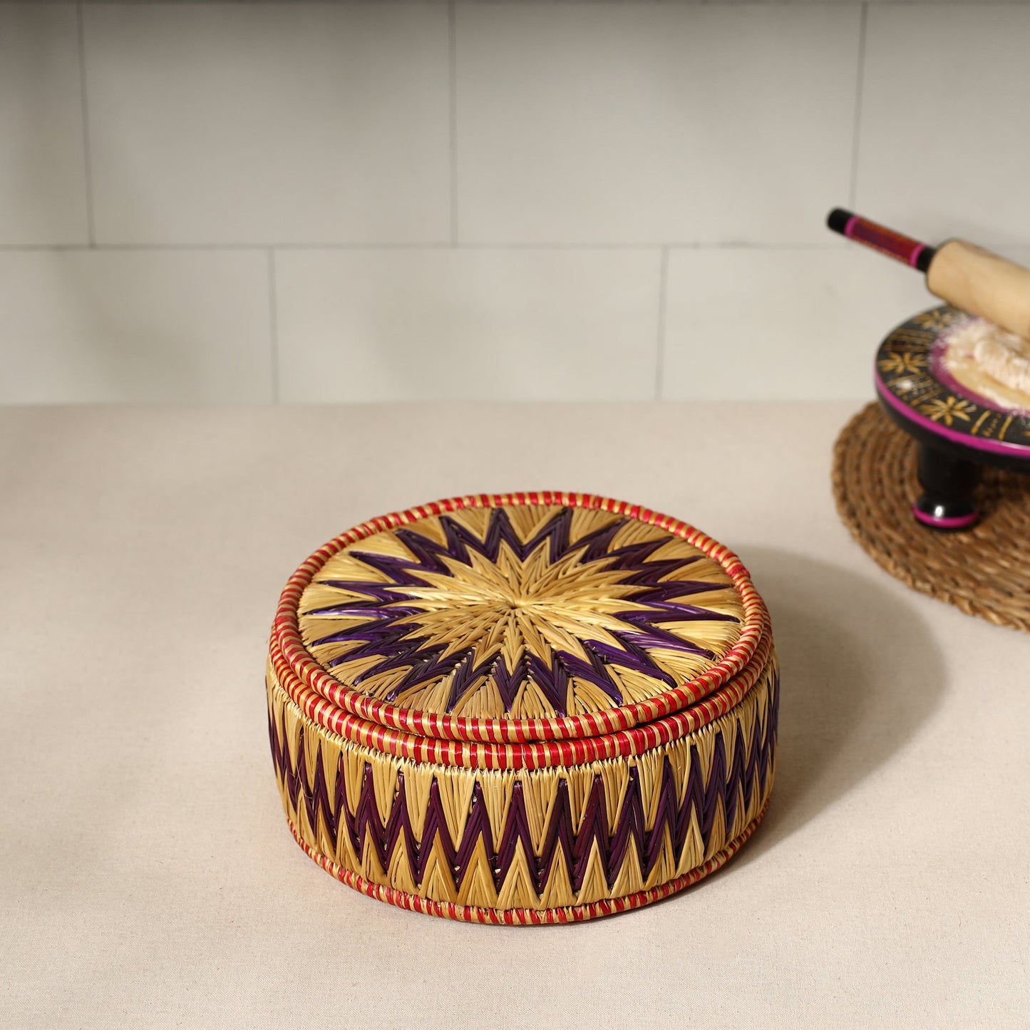  Handmade Sikki Grass Roti Box 