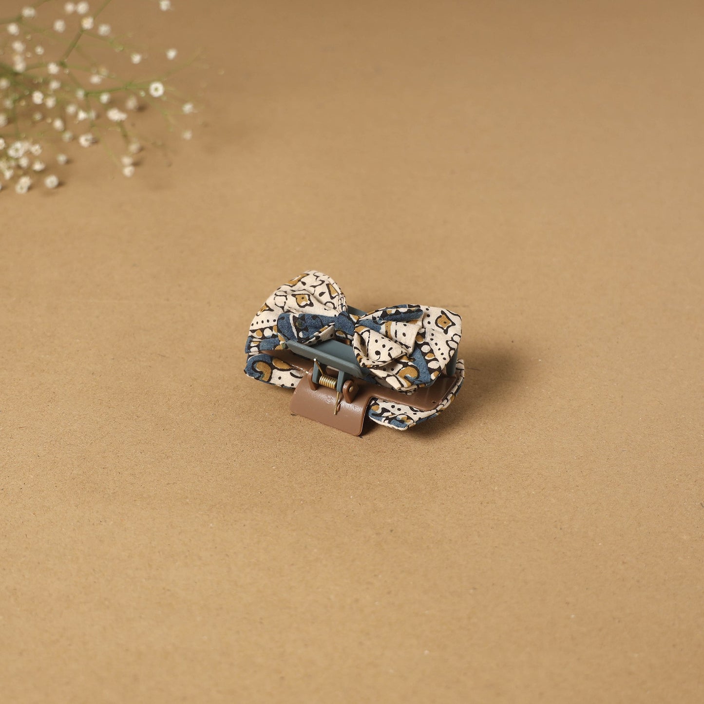 Beige - handmade women’s bow hair claw clip 18 - handcrafted