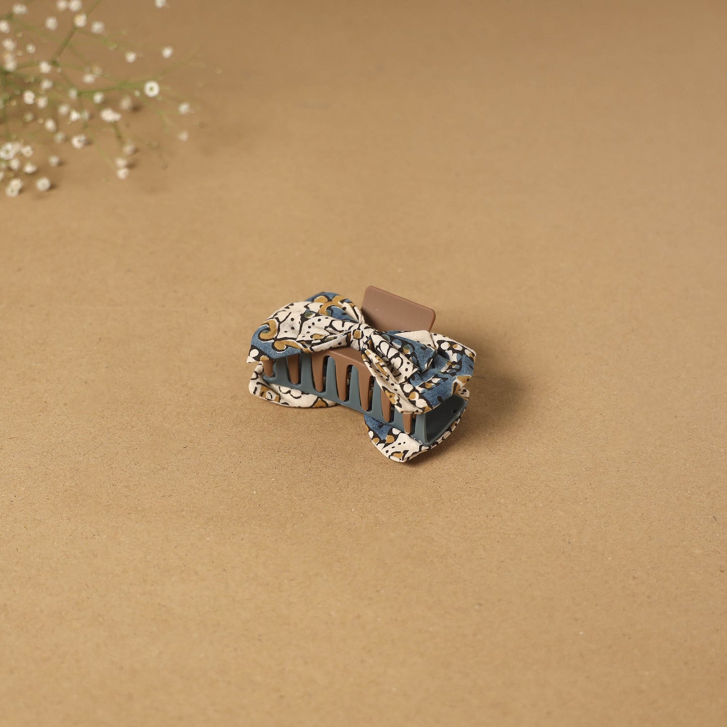 Beige - handmade women’s bow hair claw clip 18 - handcrafted