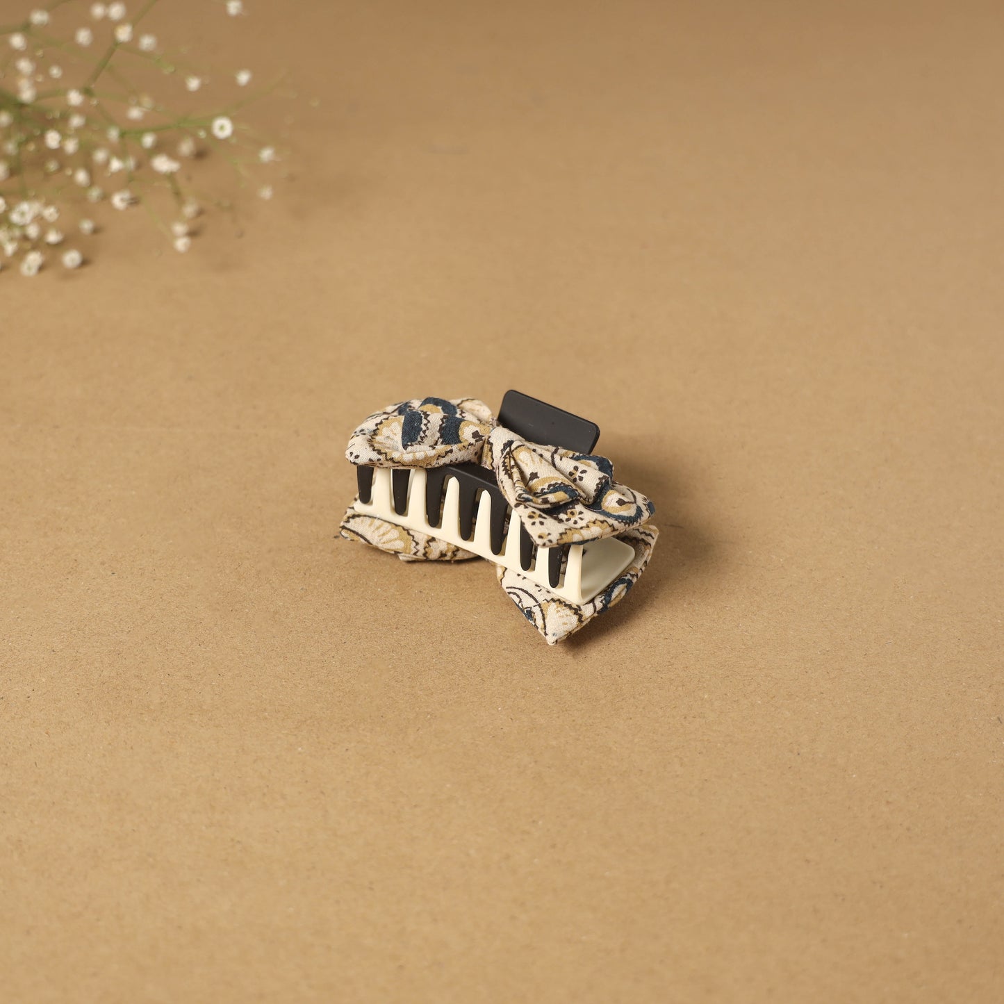 Beige - handmade women’s bow hair claw clip 24 - handcrafted