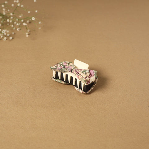 Beige - handmade women’s bow hair claw clip 33 - handcrafted