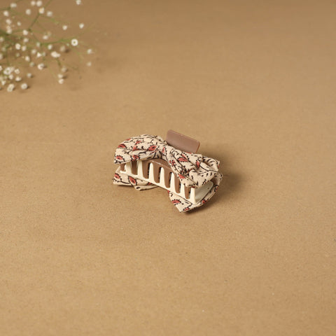 Beige - handmade women’s bow hair claw clip 43 - handcrafted