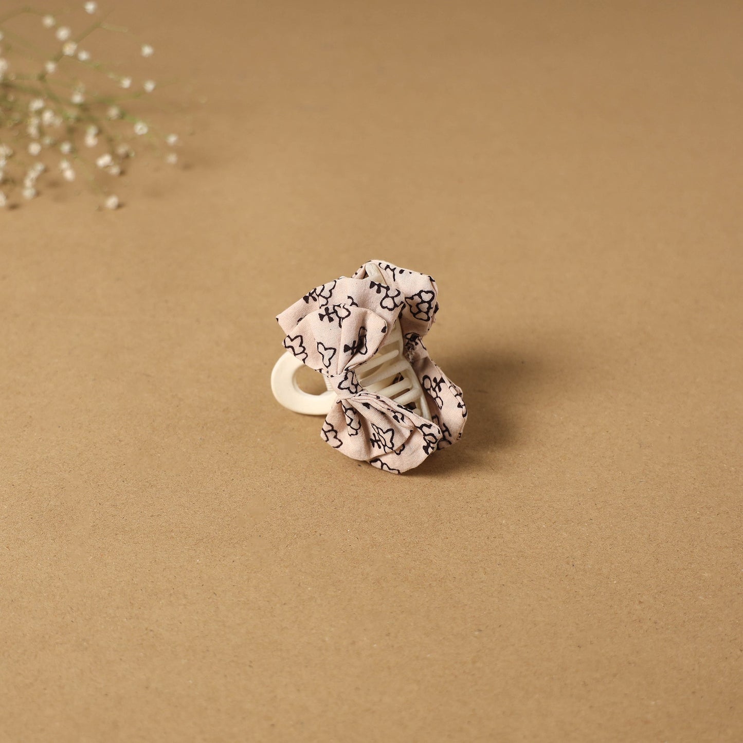 Beige - handmade women’s bow hair claw clip 59 - handcrafted