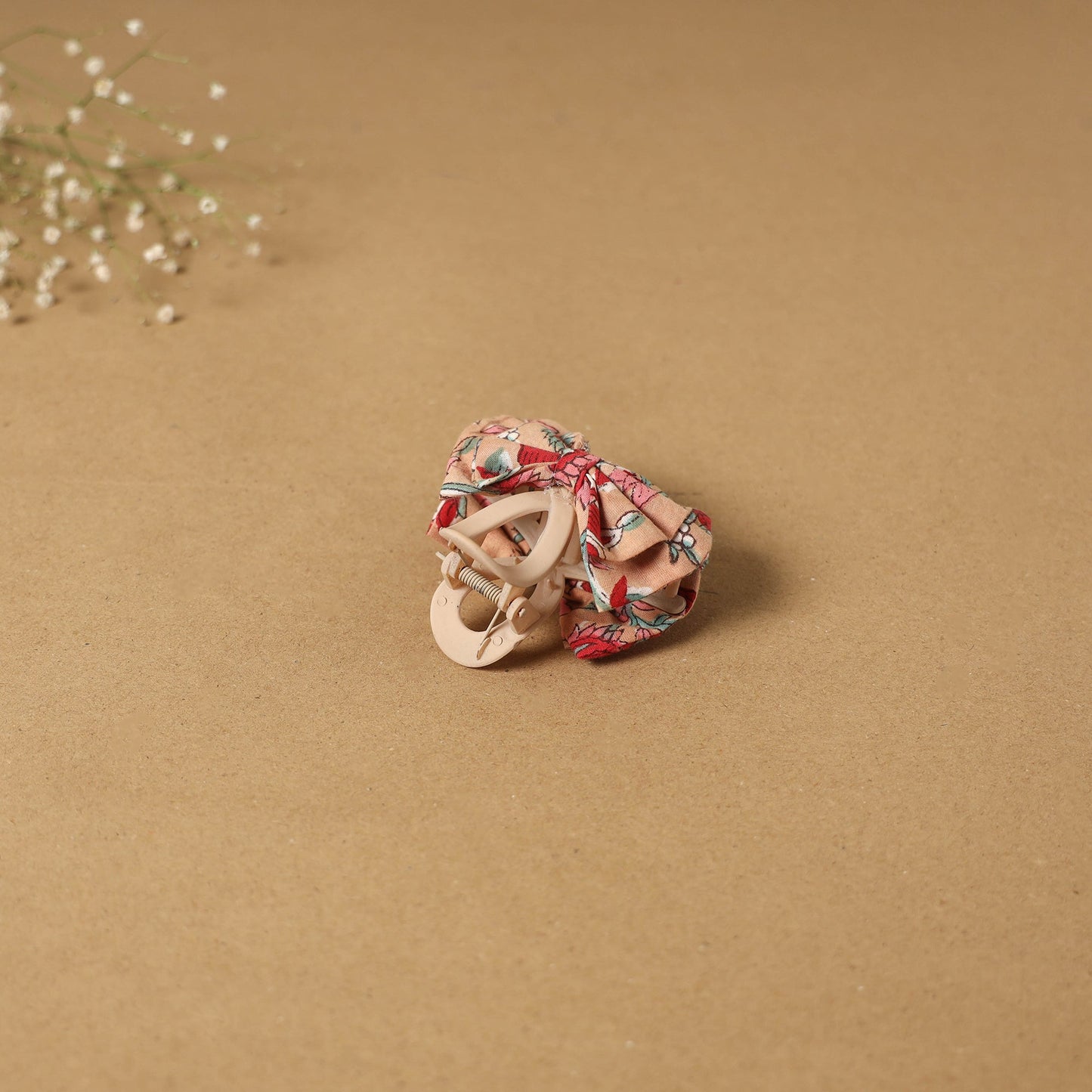 Beige - handmade women’s bow hair claw clip 61 - handcrafted