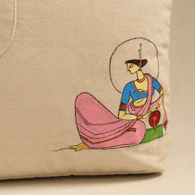 Beige - handpainted backpack cum tote bag from odisha 36