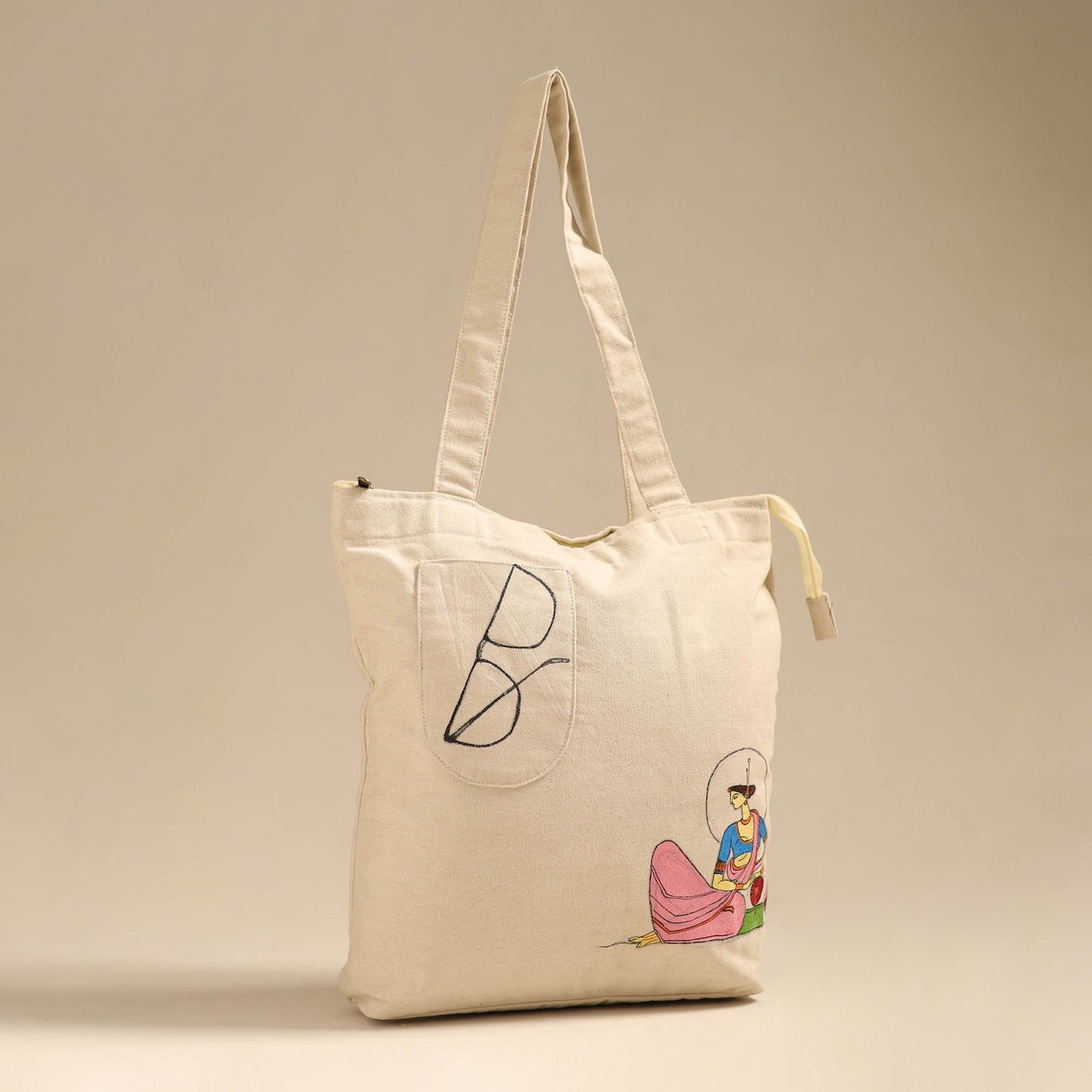 Beige - handpainted backpack cum tote bag from odisha 36