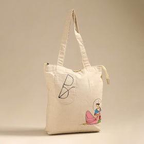 Beige - handpainted backpack cum tote bag from odisha 36