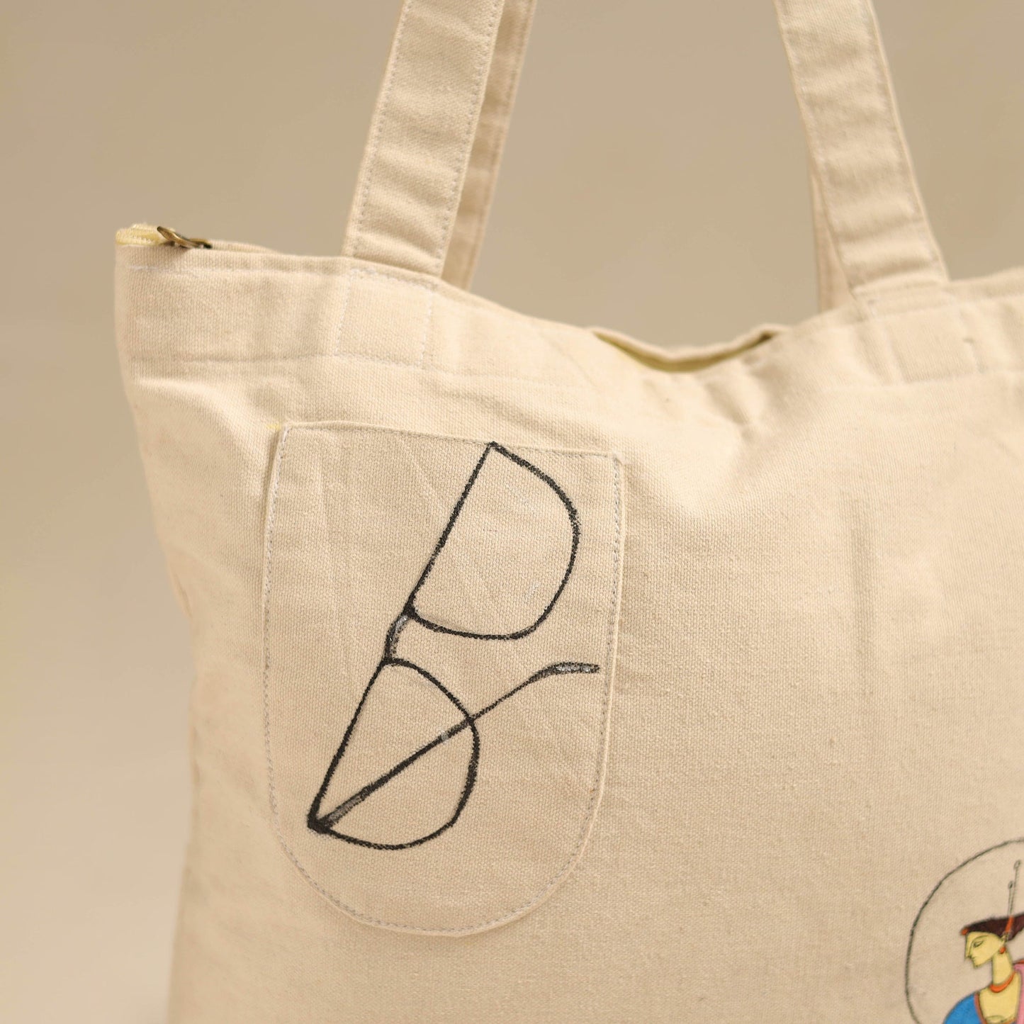 Beige - handpainted backpack cum tote bag from odisha 36