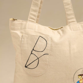 Beige - handpainted backpack cum tote bag from odisha 36