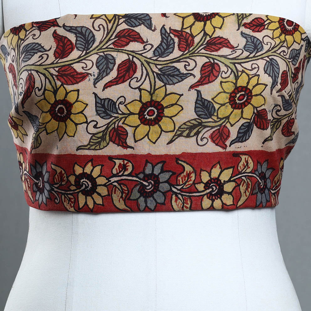 Buy Beige Handpainted Cotton Kalamkari Blouse Piece