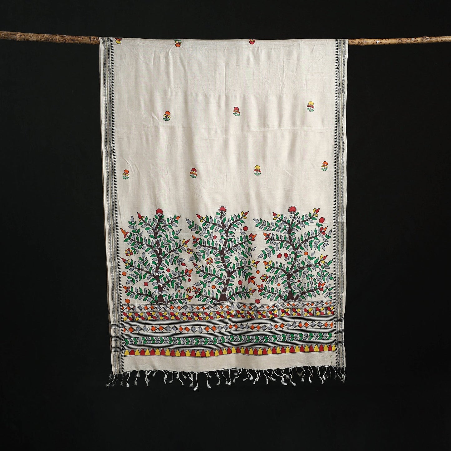 Handpainted madhubani handloom tussar cotton dupatta 01