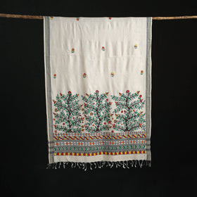 Handpainted madhubani handloom tussar cotton dupatta 01