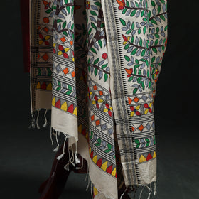 Handpainted madhubani handloom tussar cotton dupatta 01