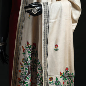 Handpainted madhubani handloom tussar cotton dupatta 01