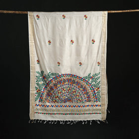 Handpainted madhubani handloom tussar cotton dupatta 02