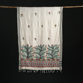 Handpainted madhubani handloom tussar cotton dupatta 03