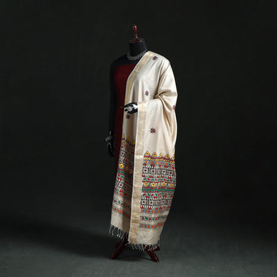 Handpainted madhubani handloom tussar cotton dupatta 04