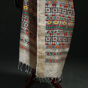 Handpainted madhubani handloom tussar cotton dupatta 04