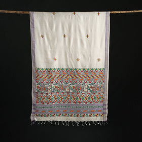 Handpainted madhubani handloom tussar cotton dupatta 05