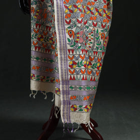 Handpainted madhubani handloom tussar cotton dupatta 05