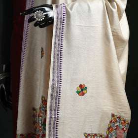 Handpainted madhubani handloom tussar cotton dupatta 06