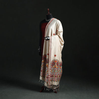 Handpainted madhubani handloom tussar cotton dupatta 07