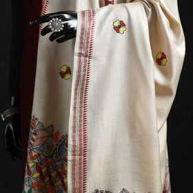 Handpainted madhubani handloom tussar cotton dupatta 08