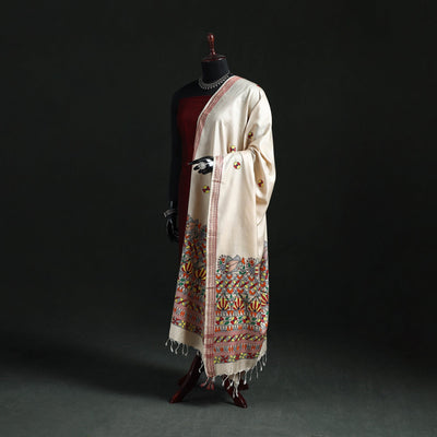 Handpainted madhubani handloom tussar cotton dupatta 08