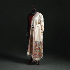 Handpainted madhubani handloom tussar cotton dupatta 08