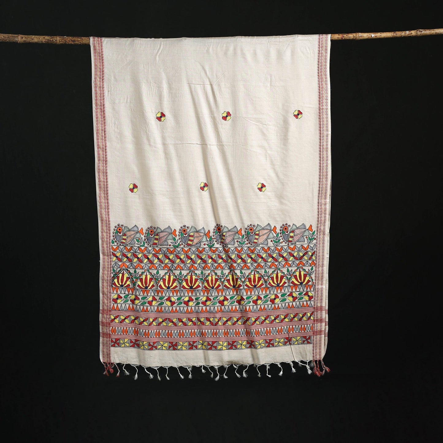 Handpainted madhubani handloom tussar cotton dupatta 08