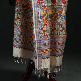 Handpainted madhubani handloom tussar cotton dupatta 10