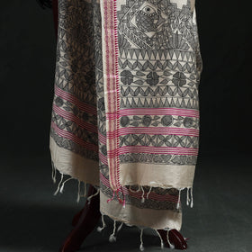 Handpainted madhubani handloom tussar cotton dupatta 11