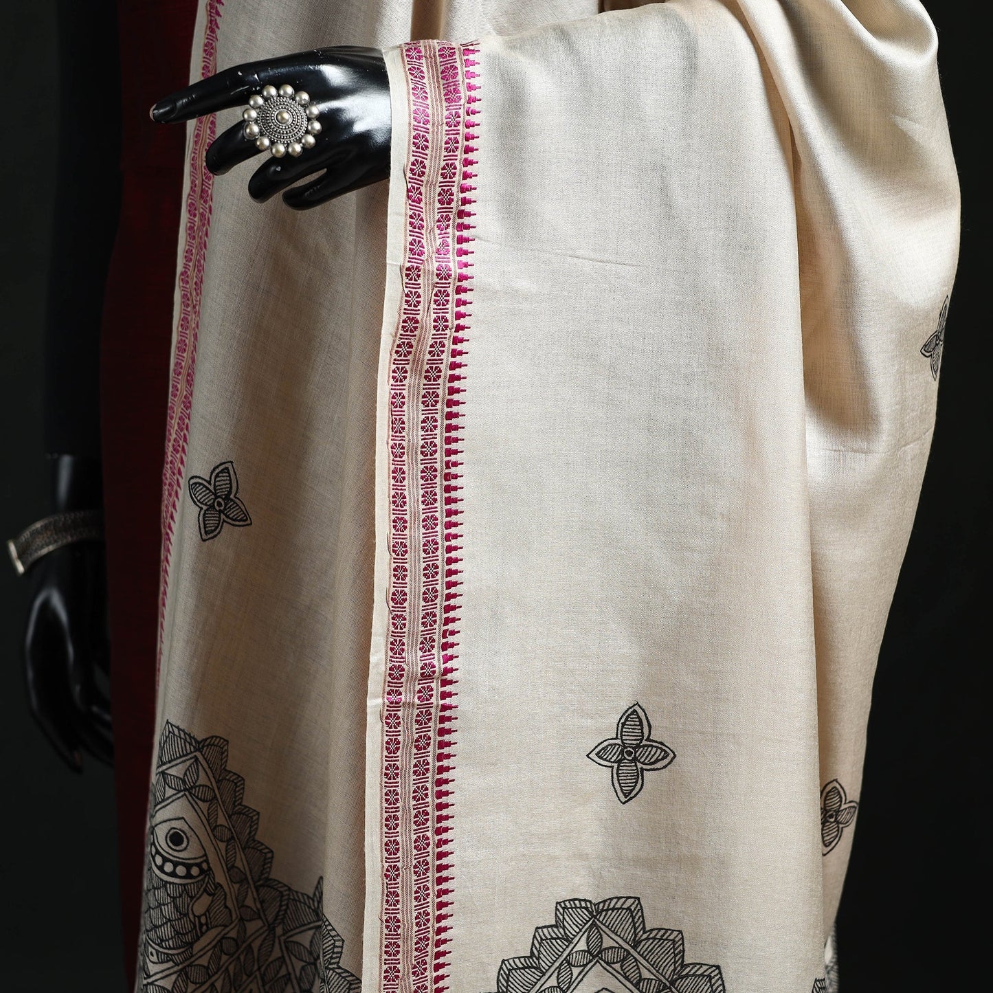 Handpainted madhubani handloom tussar cotton dupatta 11