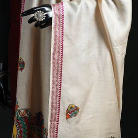 Handpainted madhubani handloom tussar cotton dupatta 15