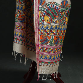 Handpainted madhubani handloom tussar cotton dupatta 15