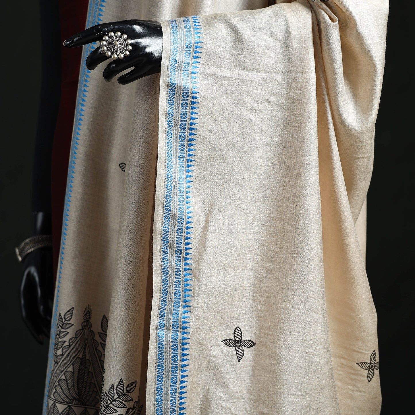 Handpainted madhubani handloom tussar cotton dupatta 17