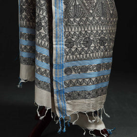 Handpainted madhubani handloom tussar cotton dupatta 17