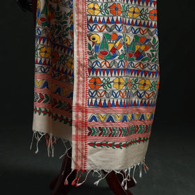 Handpainted madhubani handloom tussar cotton dupatta 18