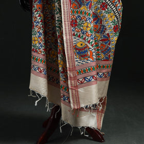 Handpainted madhubani handloom tussar cotton dupatta 20