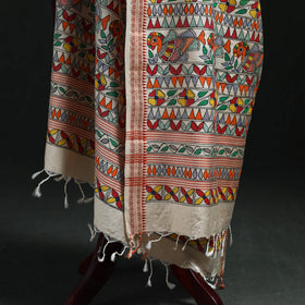 Handpainted madhubani handloom tussar cotton dupatta 21