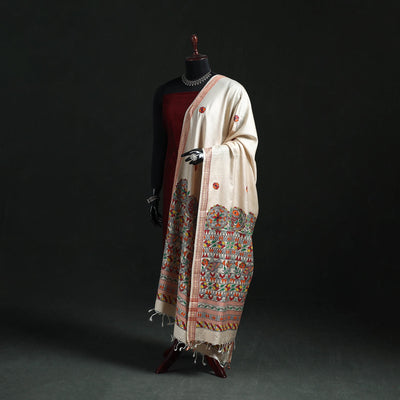 Handpainted madhubani handloom tussar cotton dupatta 21