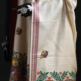 Handpainted madhubani handloom tussar cotton dupatta 22